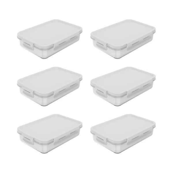 Kit de potes organizadores de geladeira retangular de 6 peças 870mk Linha Oasi