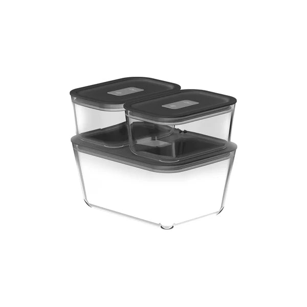 Kit com 3 potes de vidro hermético - 2,4L e 725 ml Linha Oasi