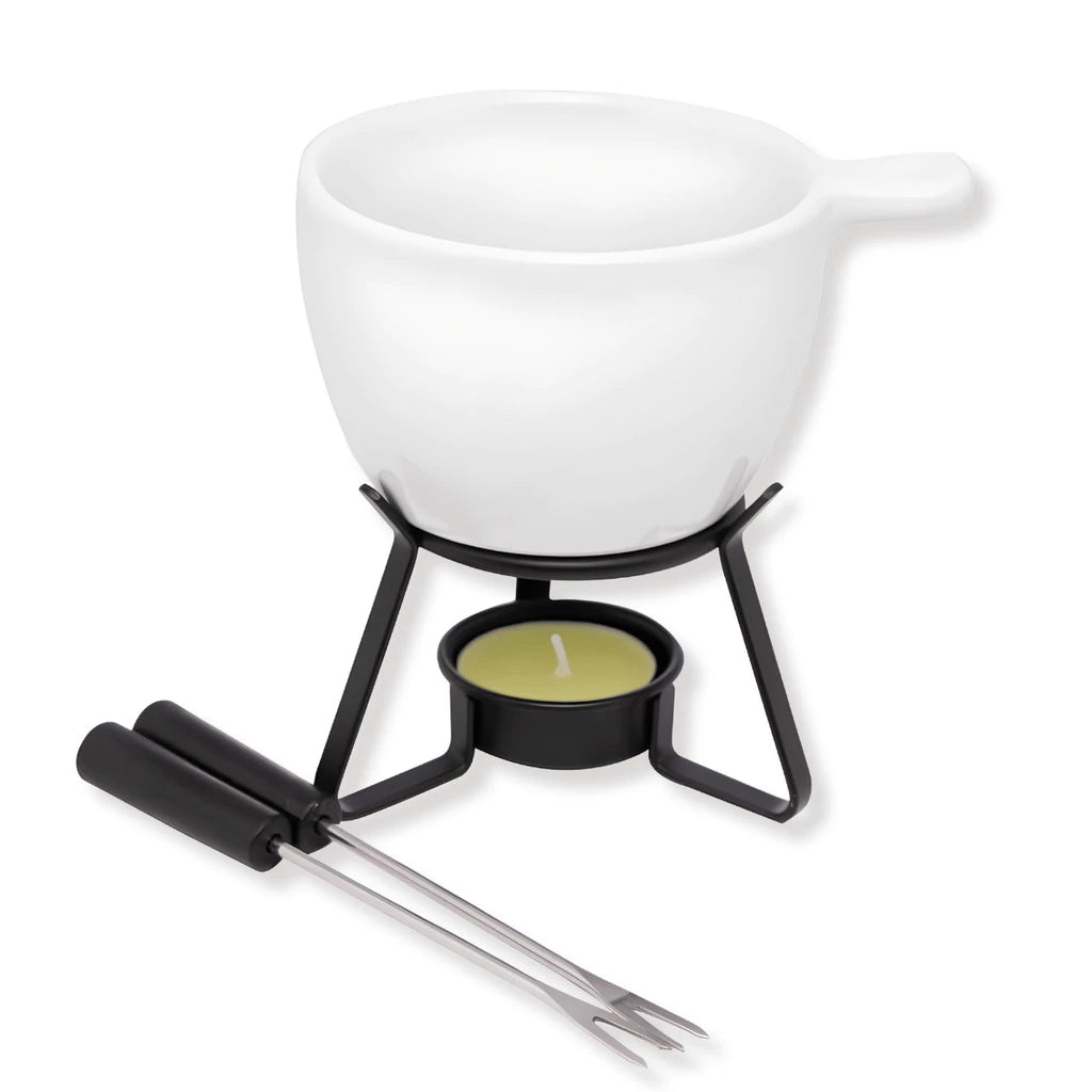 Conjunto Fondue de Cerâmica Branco 250ml — 4 Peças | Oasi