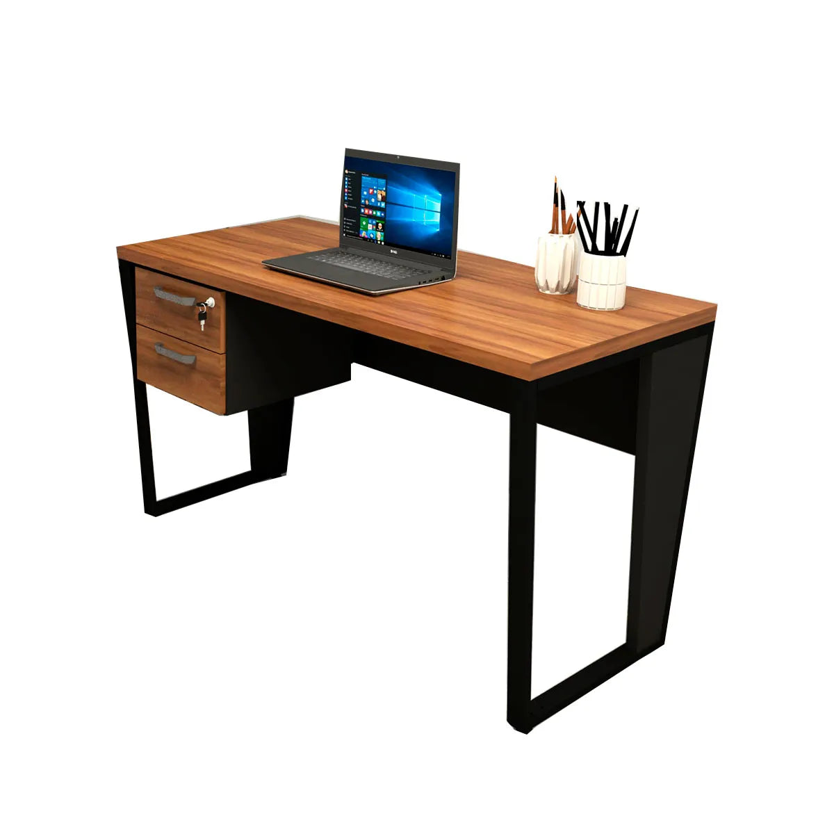 Escrivaninha 135cm com Gaveteiro Suspenso 2 Gavetas Pés em Metal F5 Office